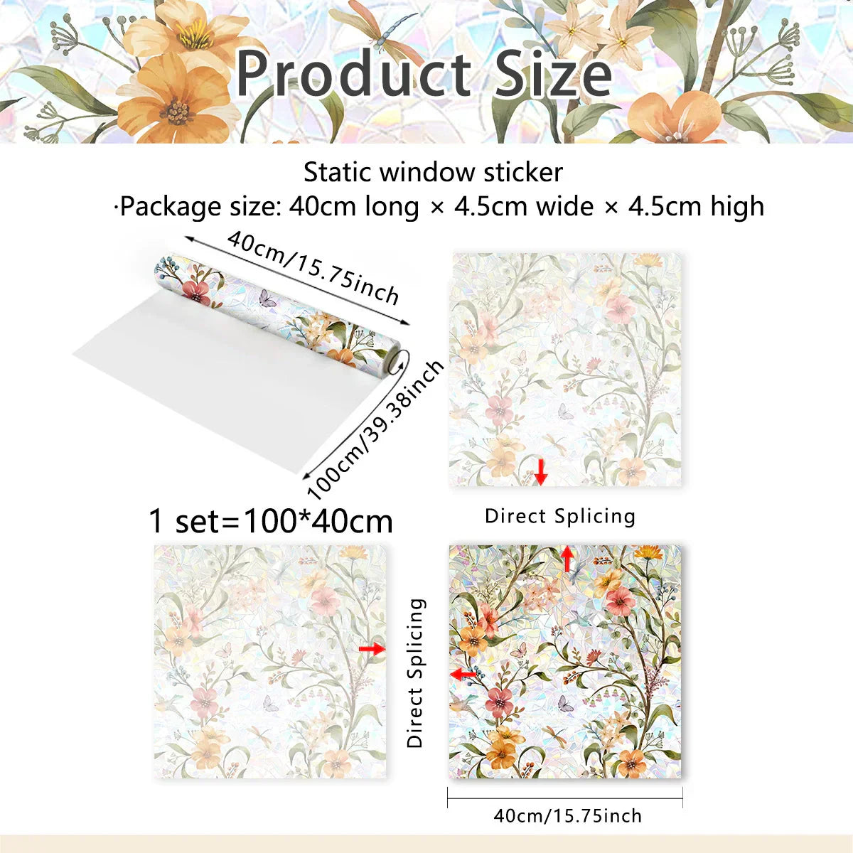 💐 Colorful Floral Bouquet Window Sticker 🖼️ (Removable without leaving marks)
