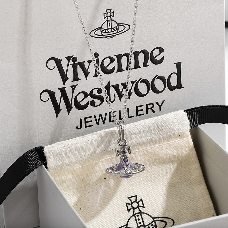 Saturn 3D Crystal Necklace – Stunning & Adjustable Pendant