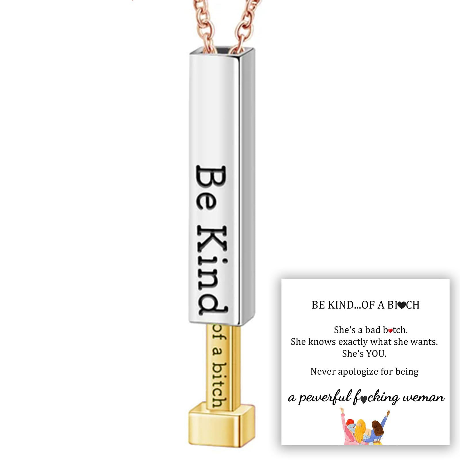 Be Kind...of a bi♡ch - Hidden Message Necklace