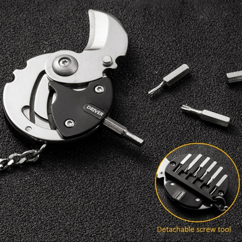 Coin-shape Multifunctional Folding Knife Keychain Outdoor EDC Tool