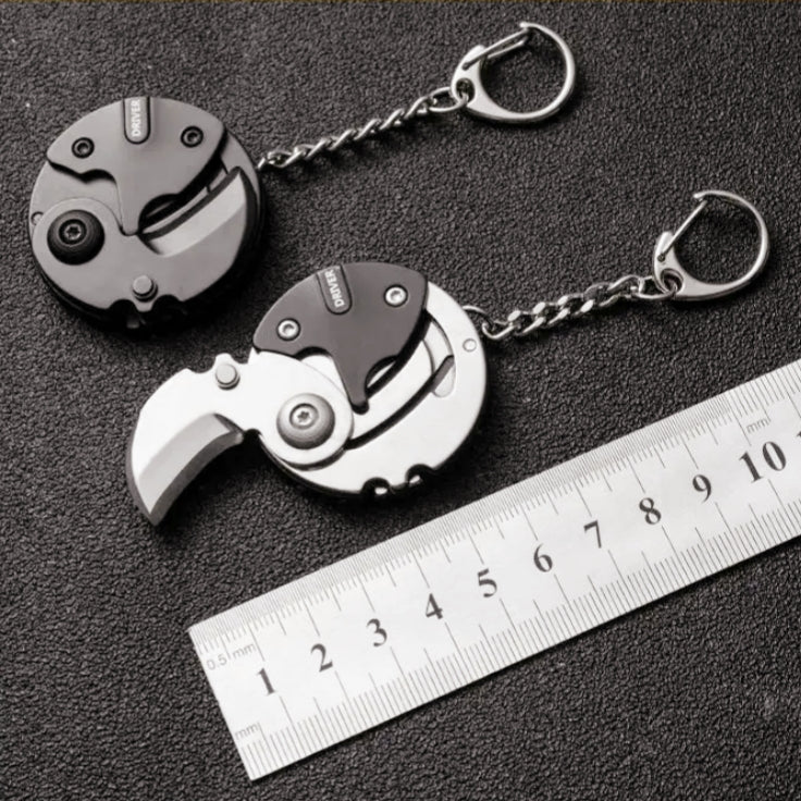 Coin-shape Multifunctional Folding Knife Keychain Outdoor EDC Tool