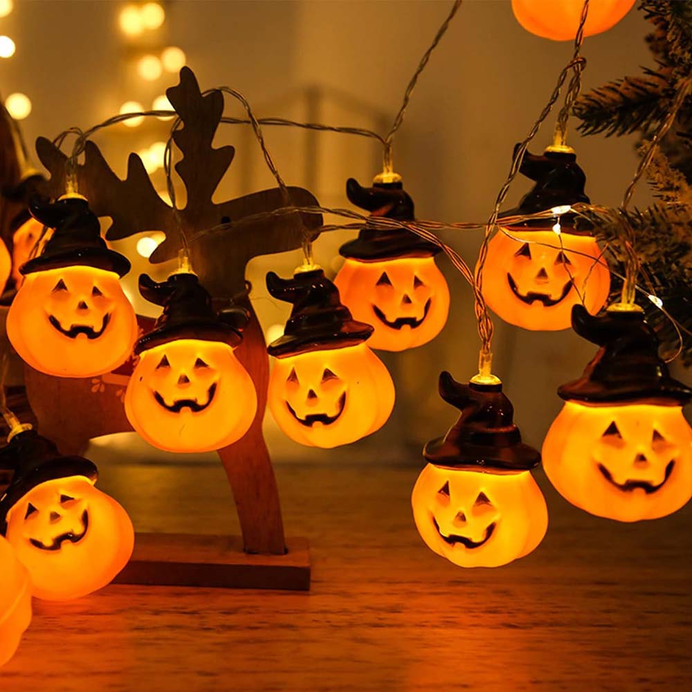 Halloween Pumpkin String Lights 16.5ft 20 LED Battery Powered Decor