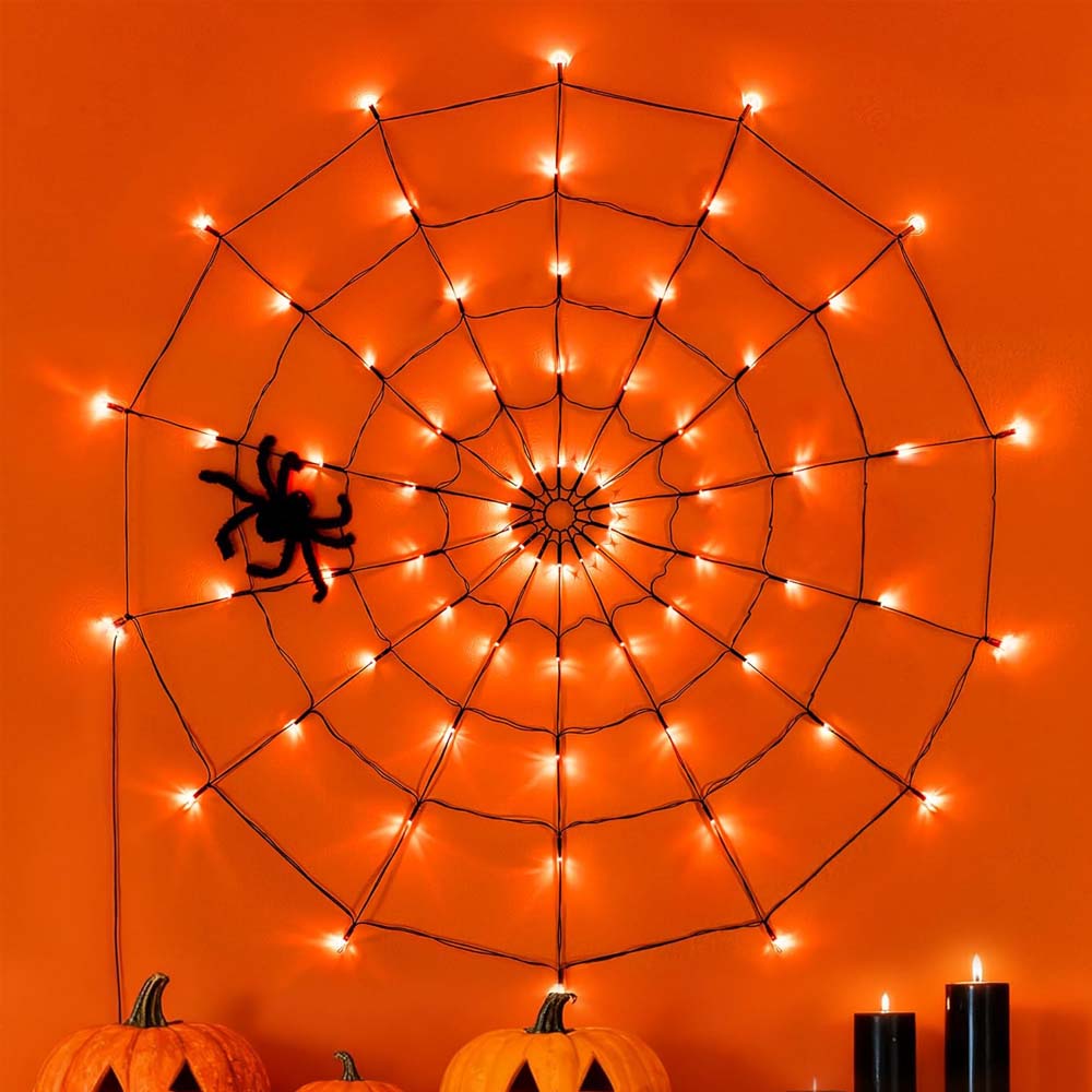 Halloween Spider Web Lights 70 LED Battery Operated Outdoor Indoor