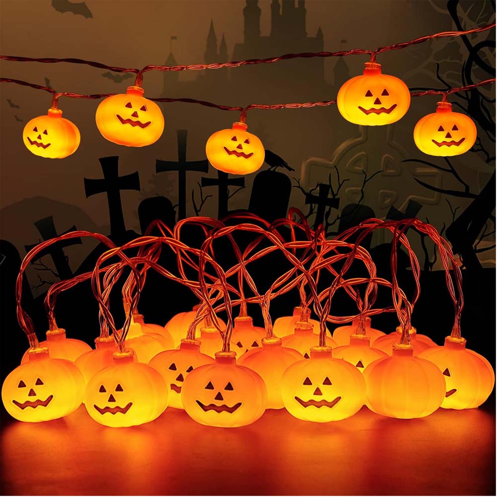 Halloween Pumpkin String Lights 3M 20 LED Battery Operated Waterproof