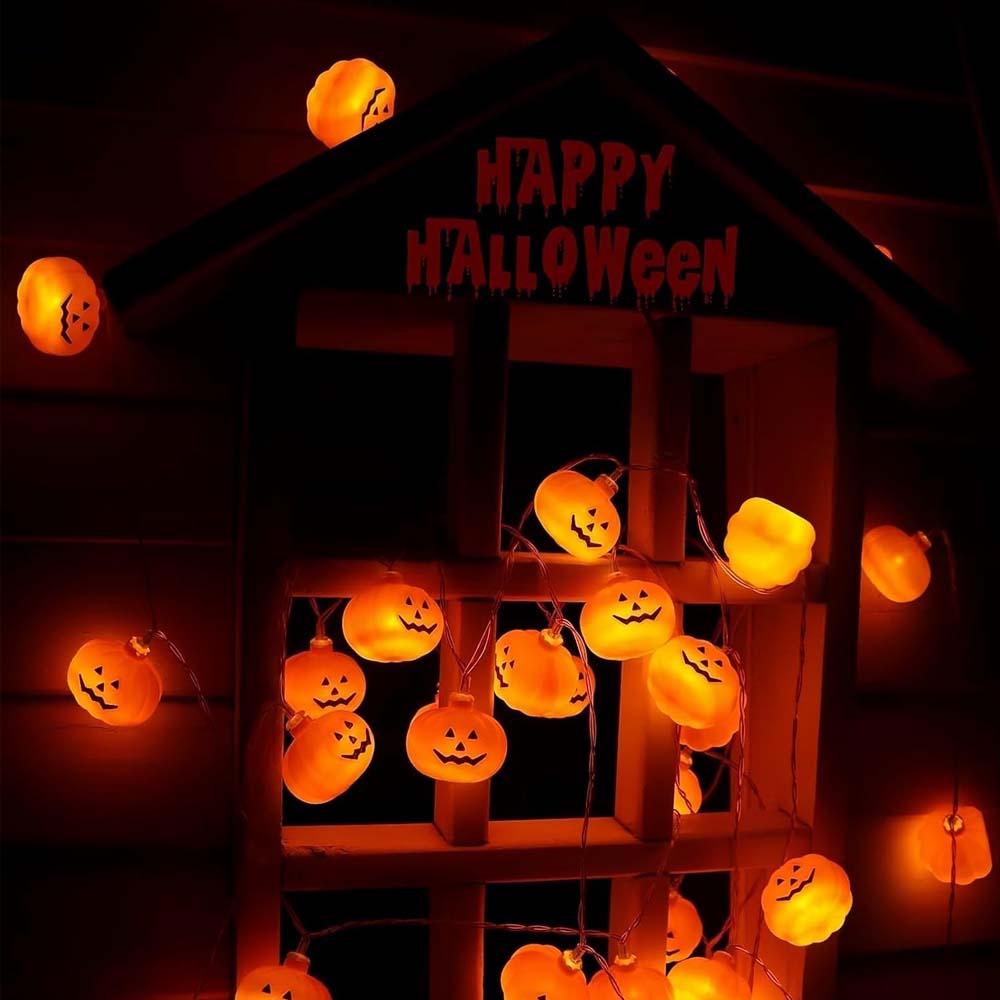 Halloween Pumpkin String Lights 9.8Ft 20 LED Battery Powered Indoor Outdoor Decor