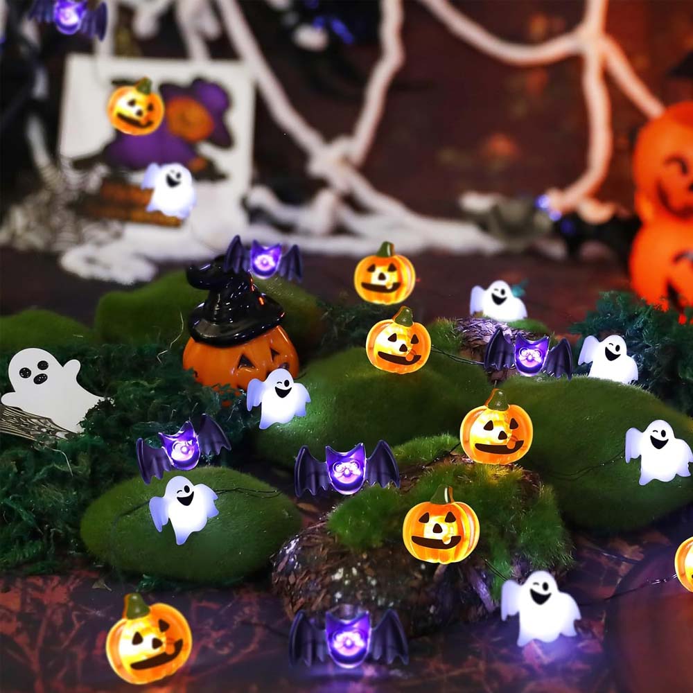 Halloween String Lights 30 LED Pumpkin Bat Ghost Battery Operated