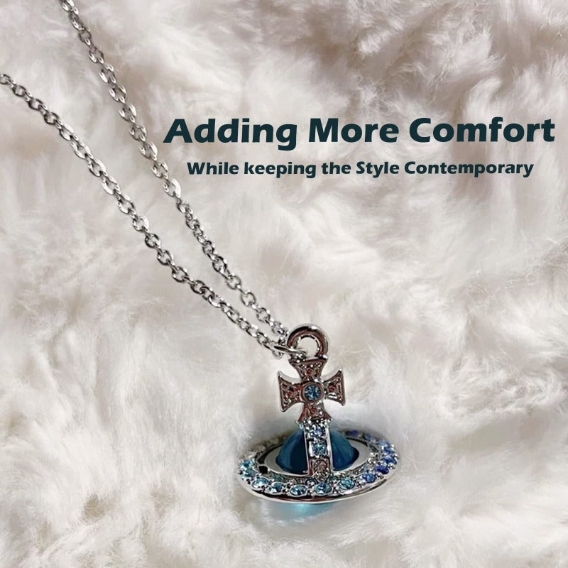 Saturn 3D Crystal Necklace – Stunning & Adjustable Pendant