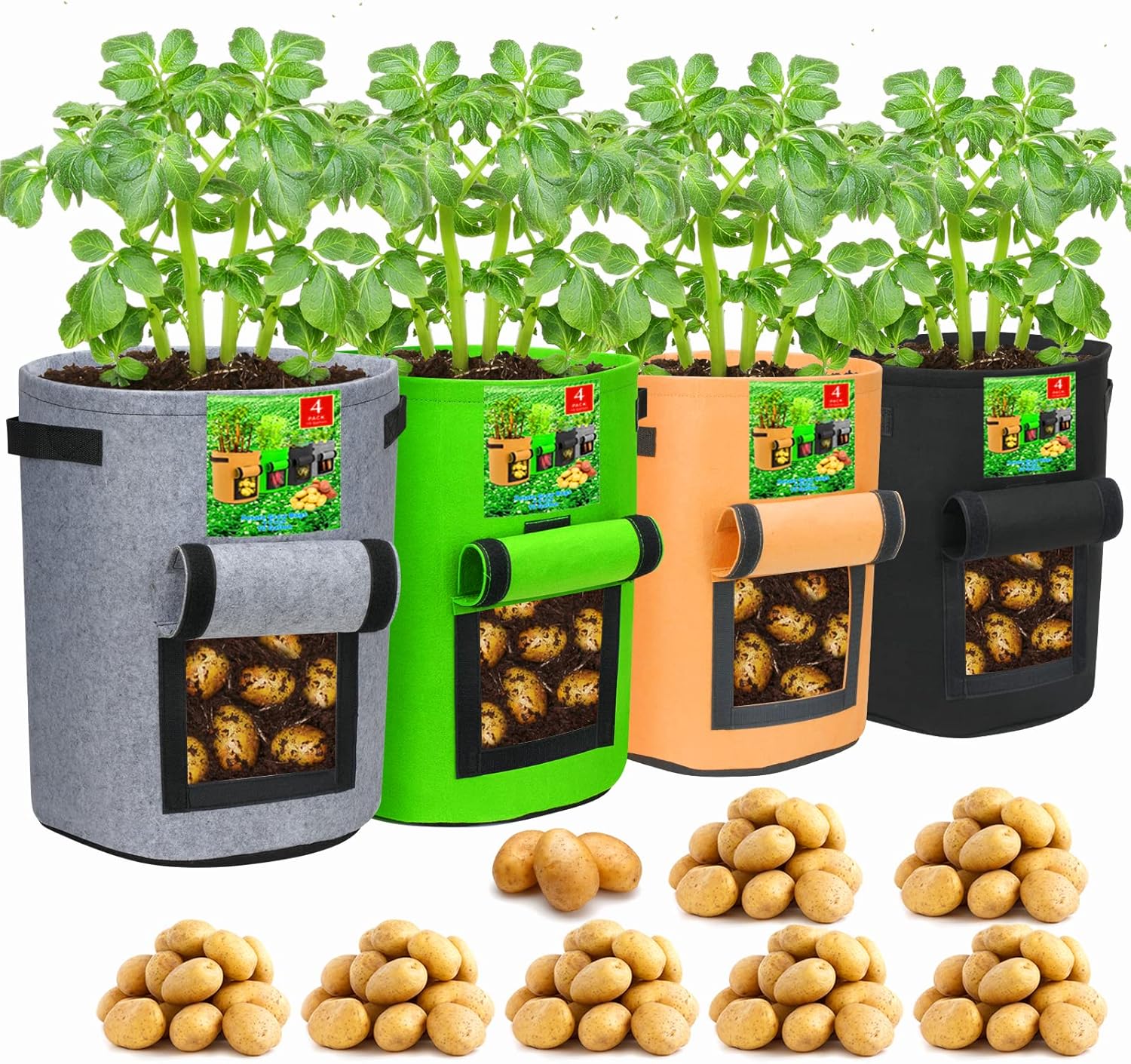 5/7/10/15 Gallon Potato Planting Growing Thickened Nonwoven Plant Fabric Pot Nursery Bags for Home Gardening