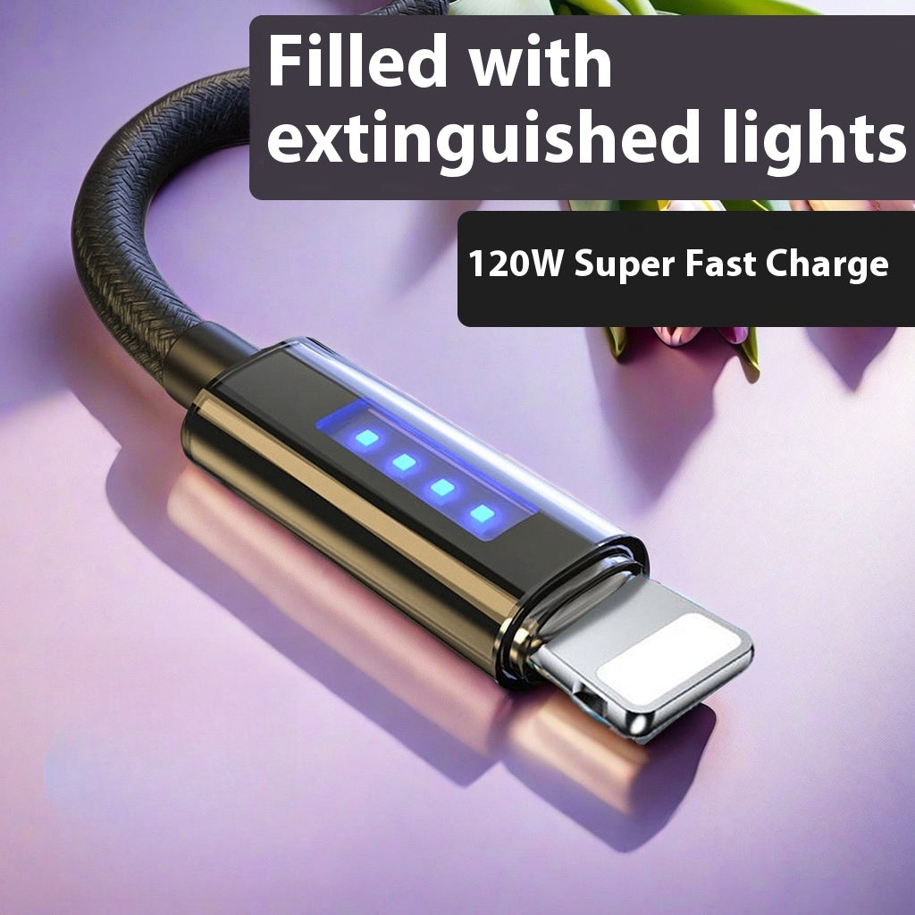 120W Smart LED Charging Cable with Auto-Off & Kevlar Braid