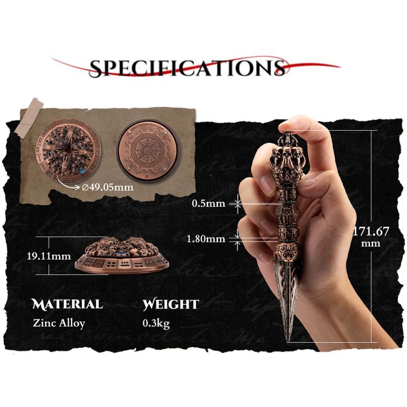 💀Metal Wand Skull Dice & Bone RPG Dice Set