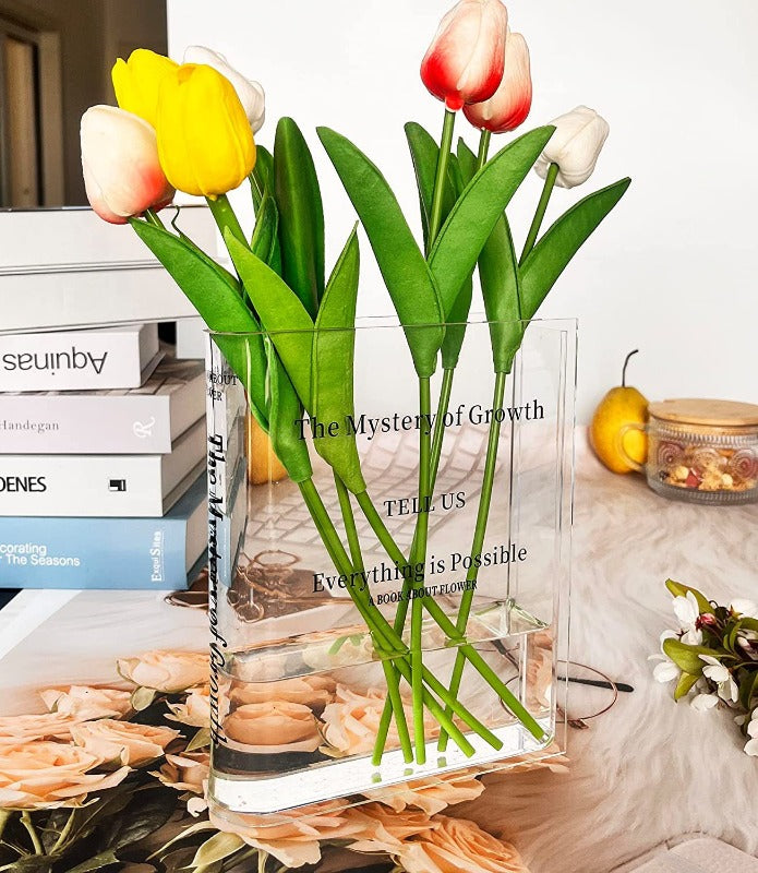 Acrylic Book Vase – Modern Decorative Flower Holder
