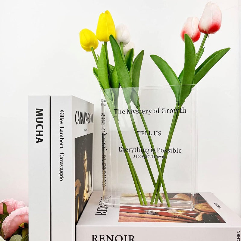 Acrylic Book Vase – Modern Decorative Flower Holder