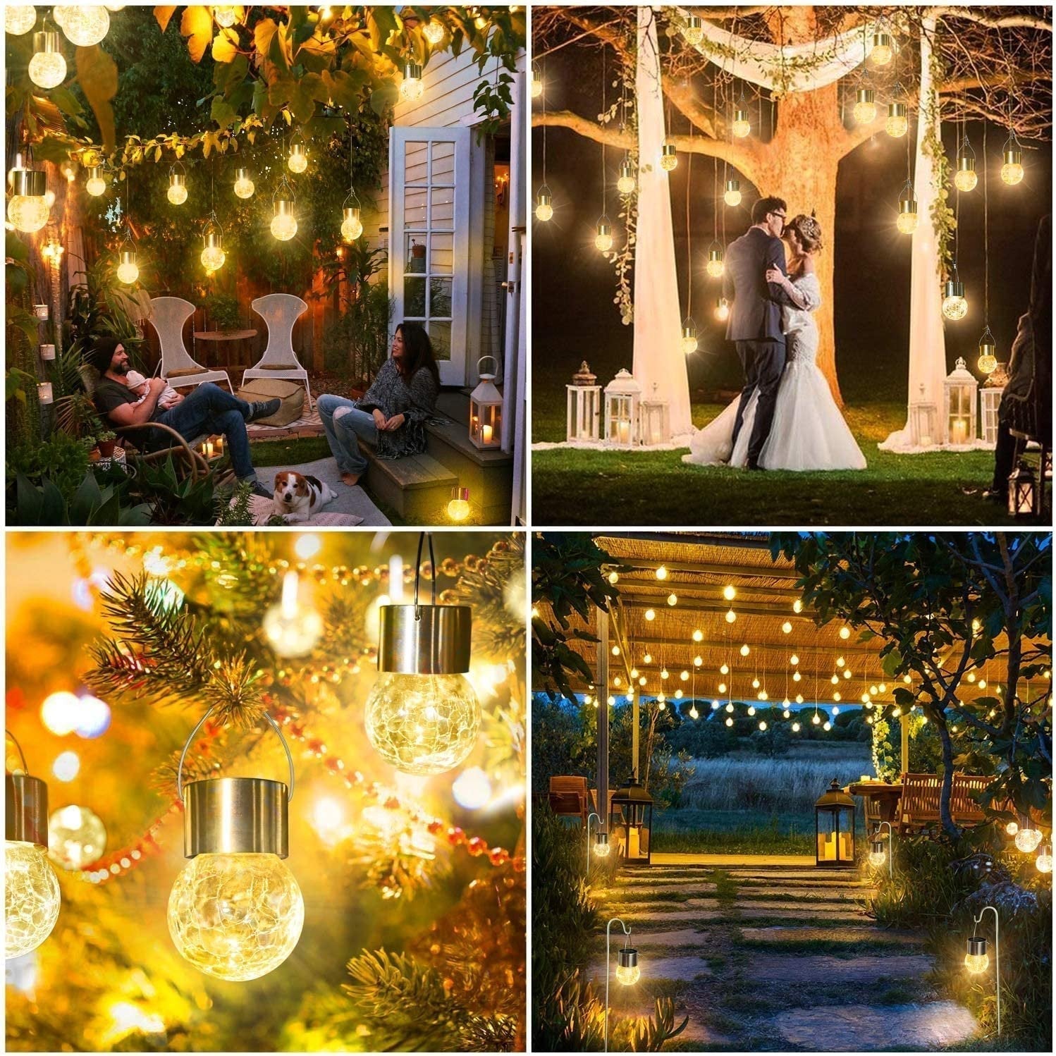 Multicolor Crackle Glass Hanging Solar Light