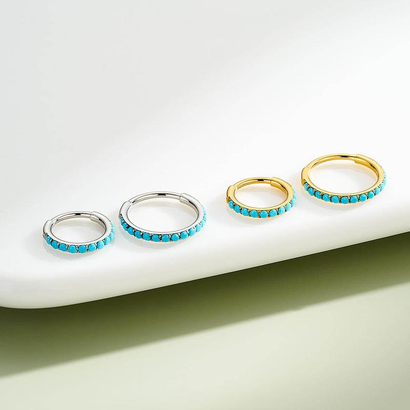 Turquoise Accent Hinged Nose Ring