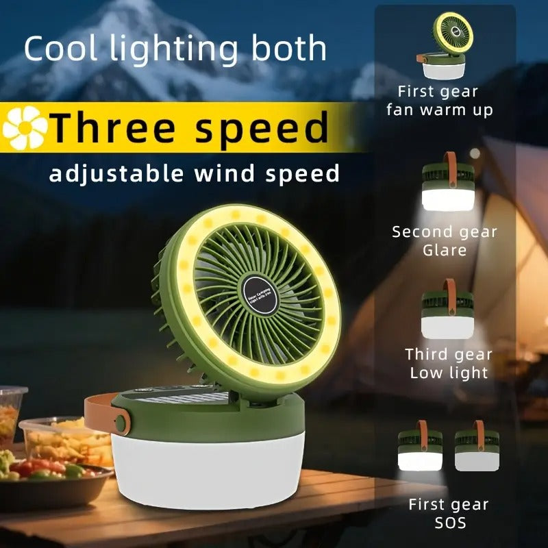 Solar Camping Fan with LED Light