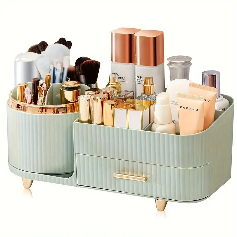 360° Rotating Makeup Organizer With Drawers