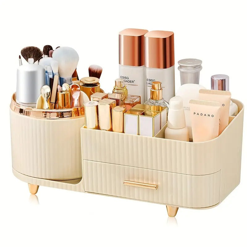360° Rotating Makeup Organizer With Drawers
