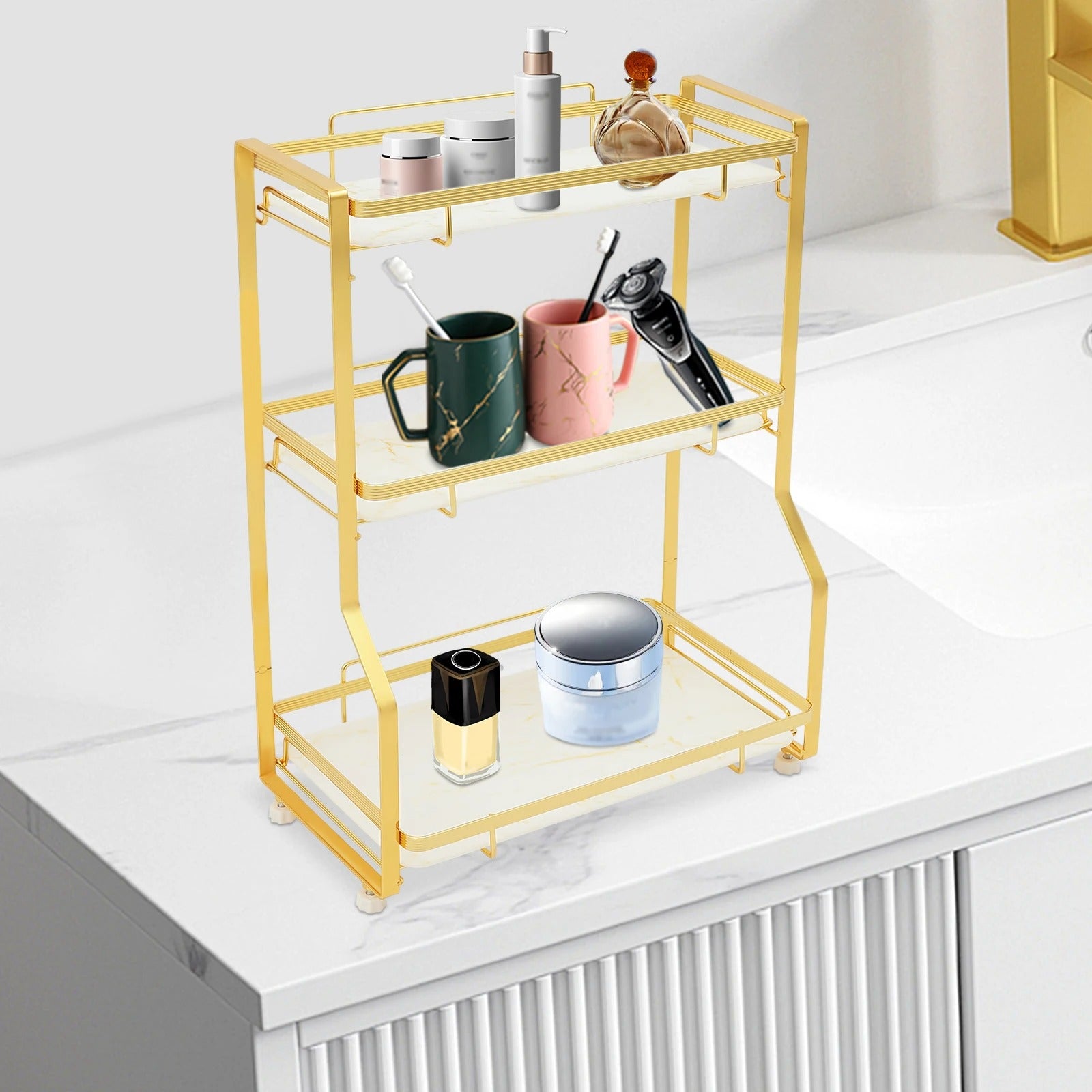 Gold Bathroom Vanity Counter Organizer