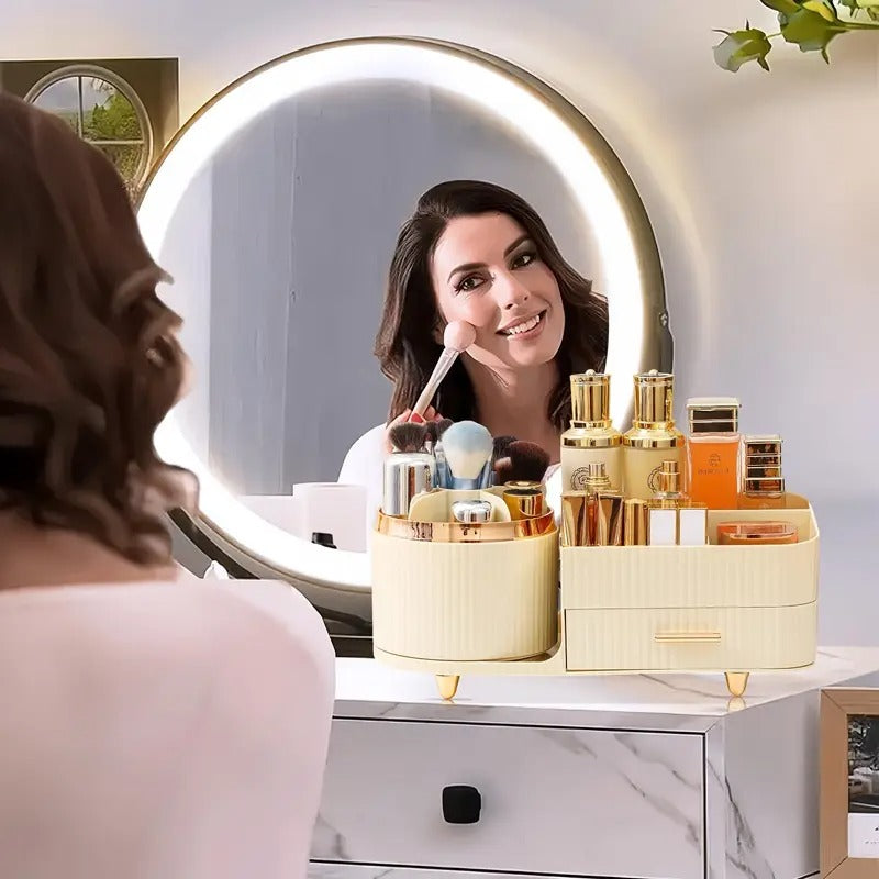 360° Rotating Makeup Organizer With Drawers