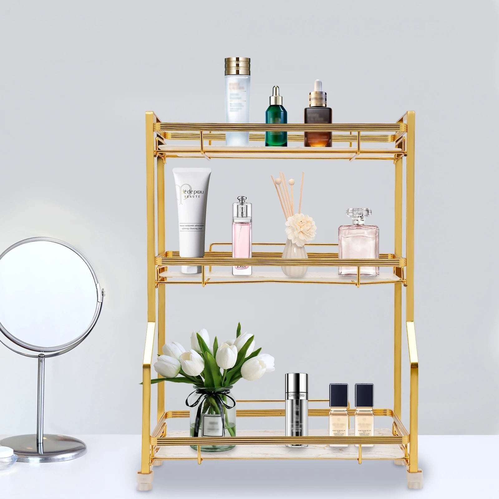 Gold Bathroom Vanity Counter Organizer