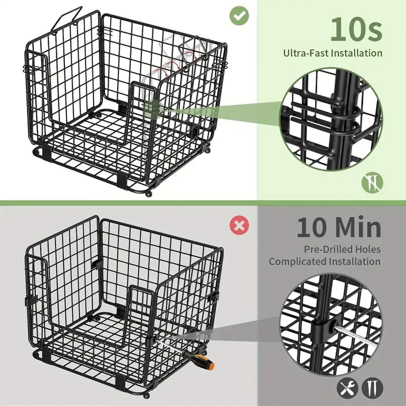 2 Set Stackable Wire Basket with Bamboo Top