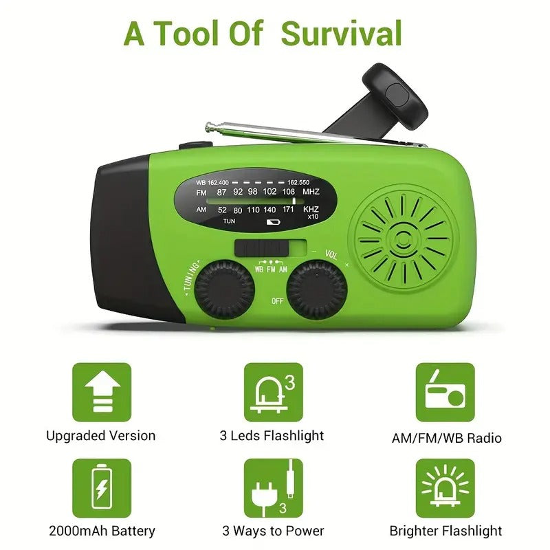 Emergency Hand Crank Radio with LED Flashlight