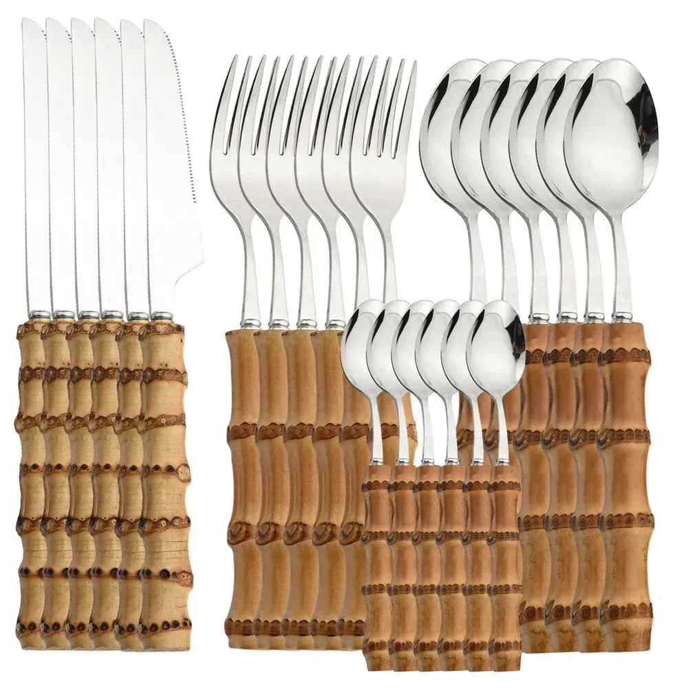 24-Piece Bamboo Tableware Set