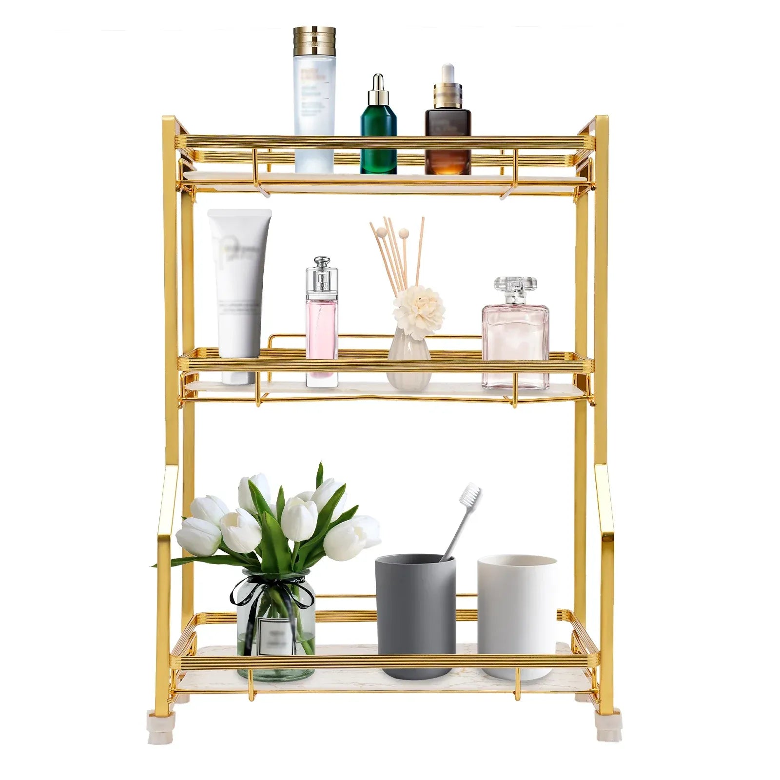 Gold Bathroom Vanity Counter Organizer