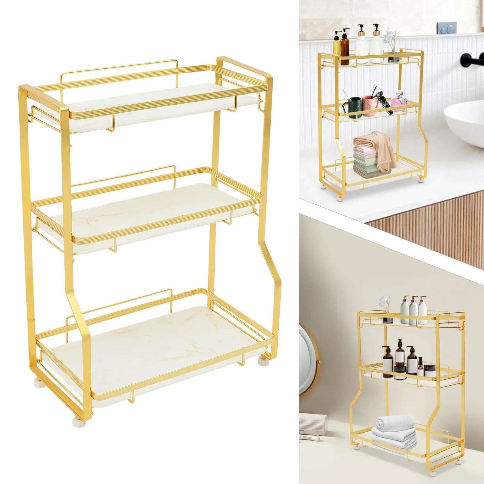 Gold Bathroom Vanity Counter Organizer