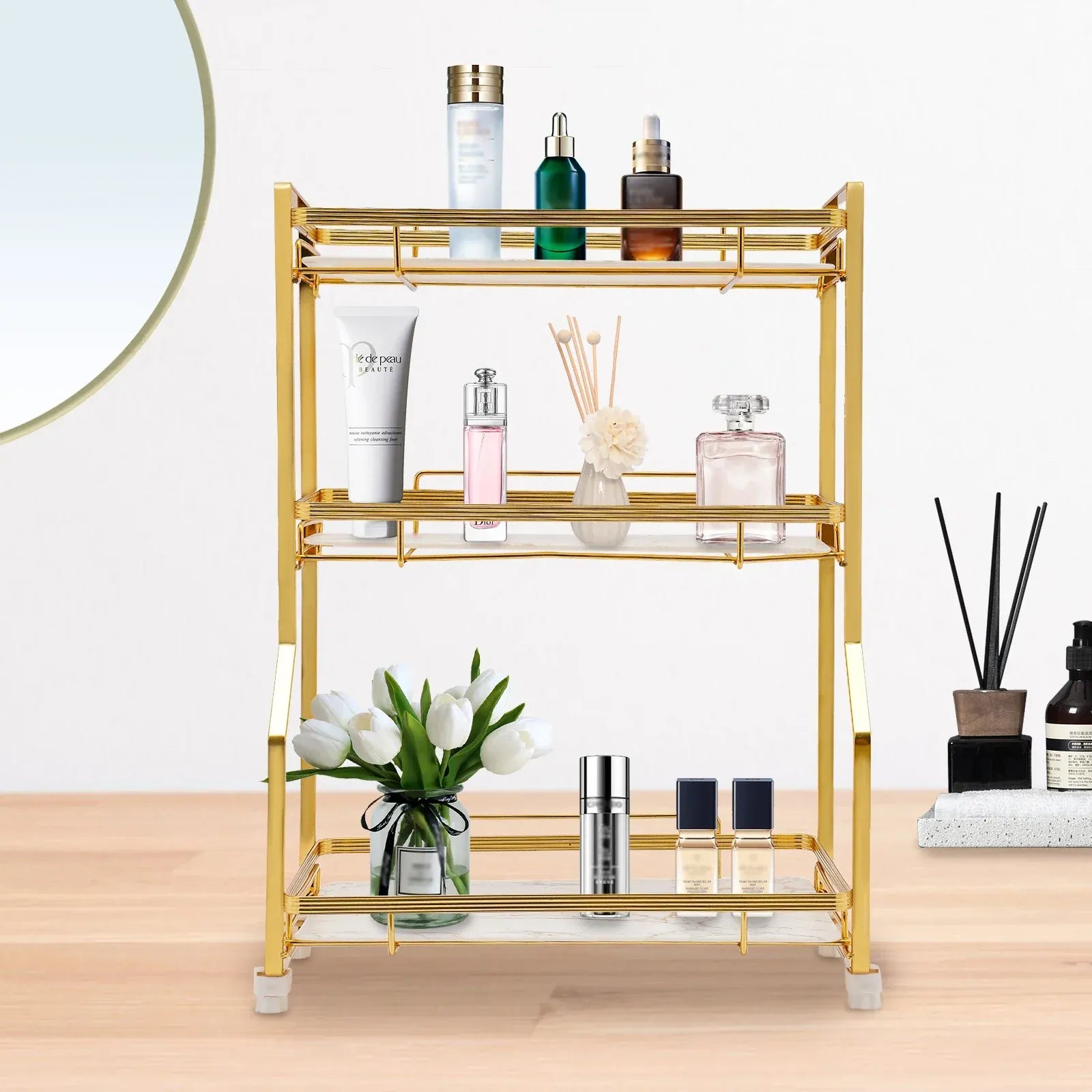 Gold Bathroom Vanity Counter Organizer