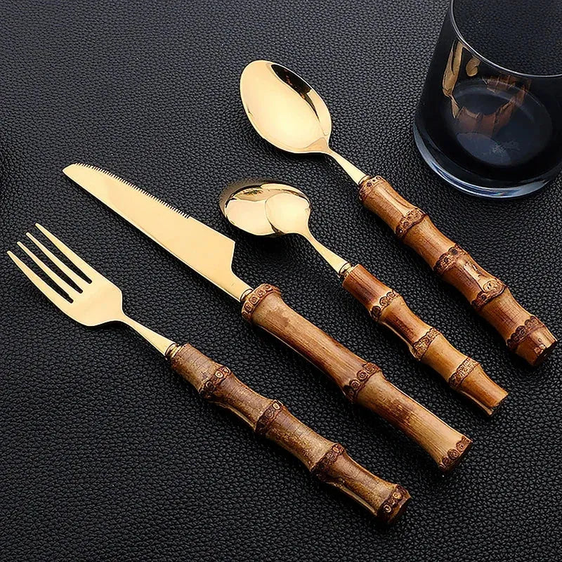 24-Piece Bamboo Tableware Set