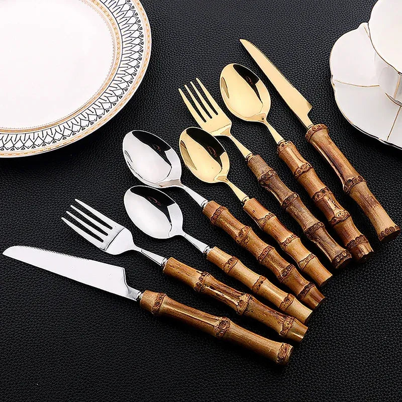 24-Piece Bamboo Tableware Set