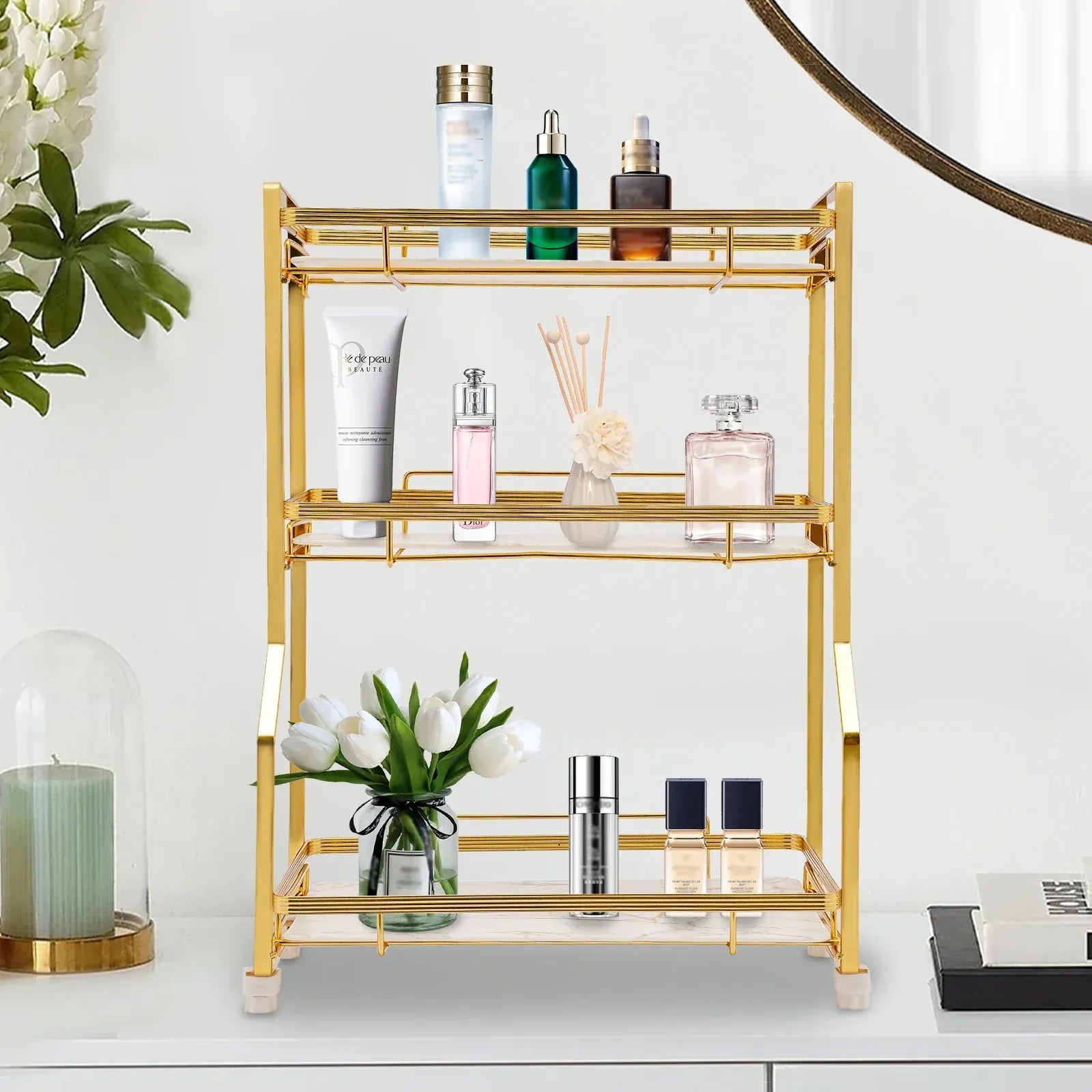 Gold Bathroom Vanity Counter Organizer