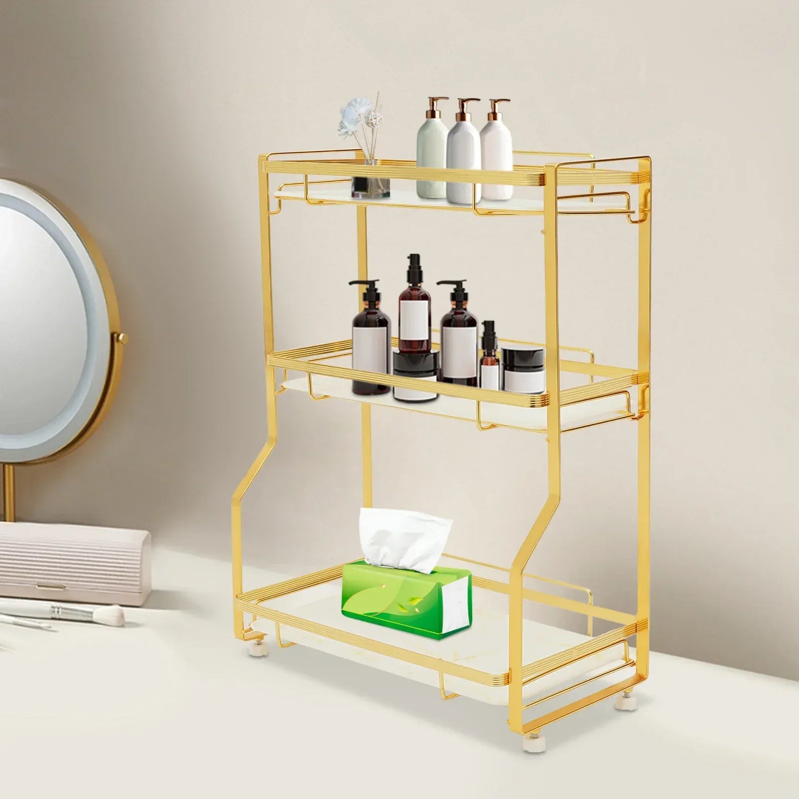 Gold Bathroom Vanity Counter Organizer