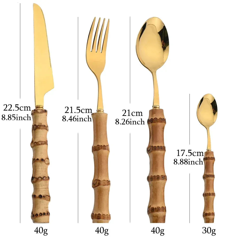 24-Piece Bamboo Tableware Set
