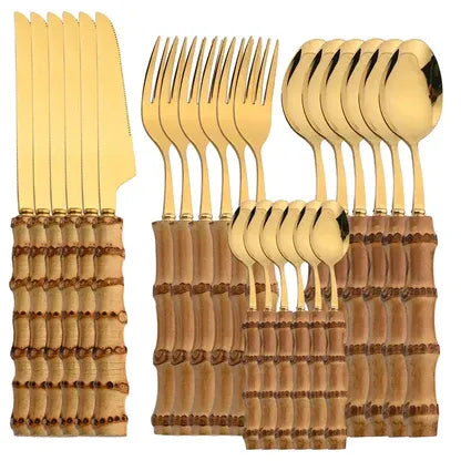 24-Piece Bamboo Tableware Set