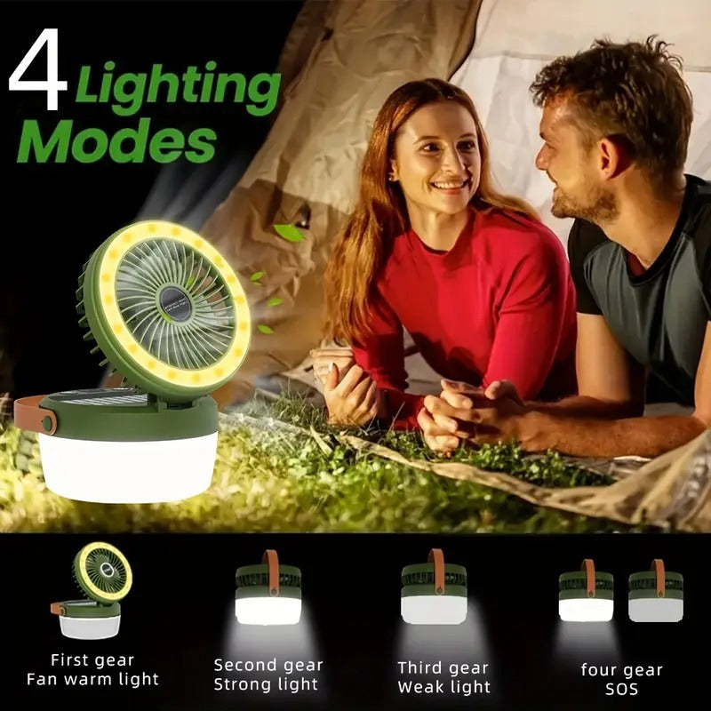Solar Camping Fan with LED Light
