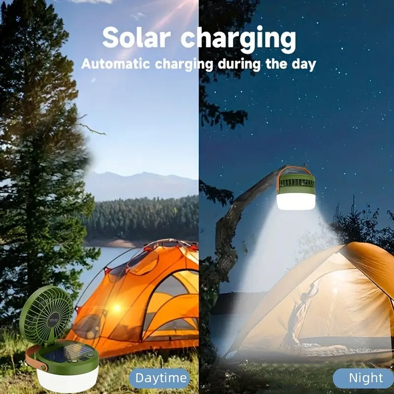 Solar Camping Fan with LED Light