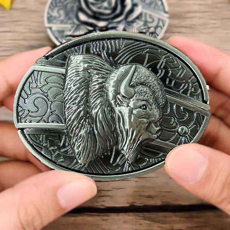 Metal Oval Cowboys Belt Buckle