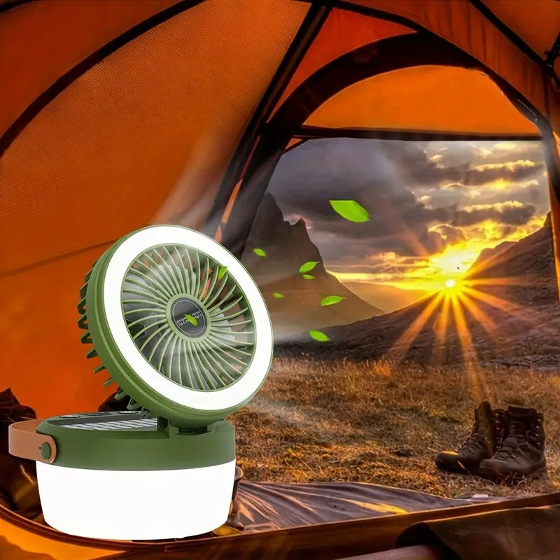 Solar Camping Fan with LED Light