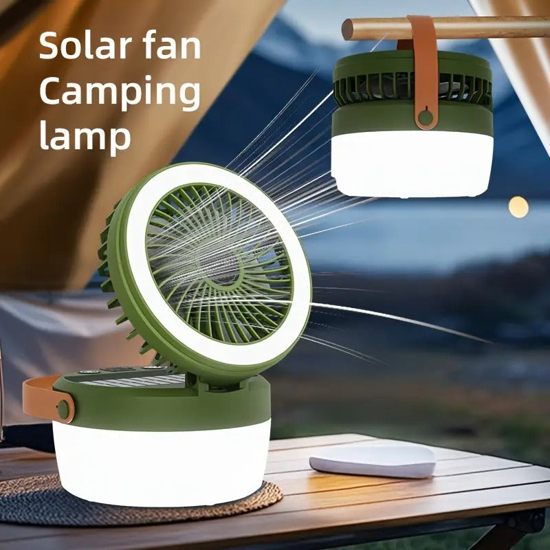 Solar Camping Fan with LED Light